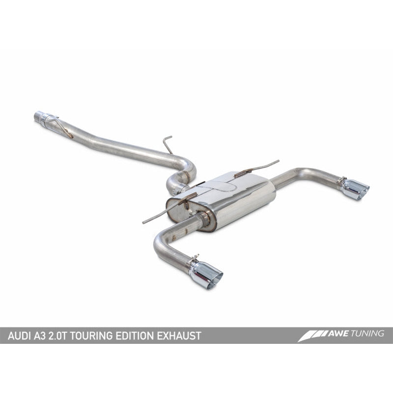 AWE Tuning Audi 8V A3 Touring Edition Exhaust - Dual Outlet Chrome Silver 90 mm Tips - STREETUNED