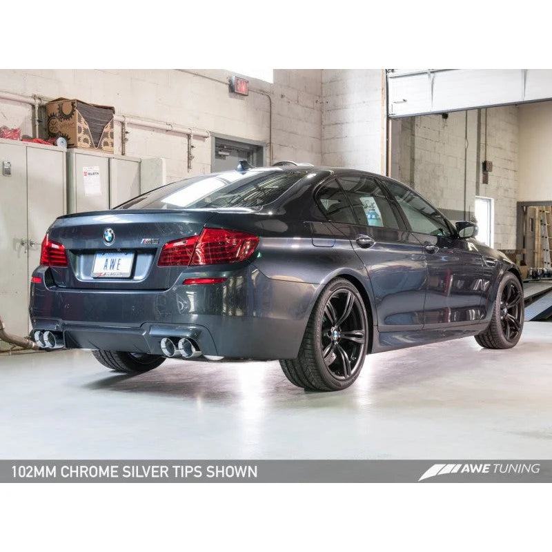 AWE Tuning BMW F10 M5 Touring Edition Axle-Back Exhaust Chrome Silver Tips - STREETUNED