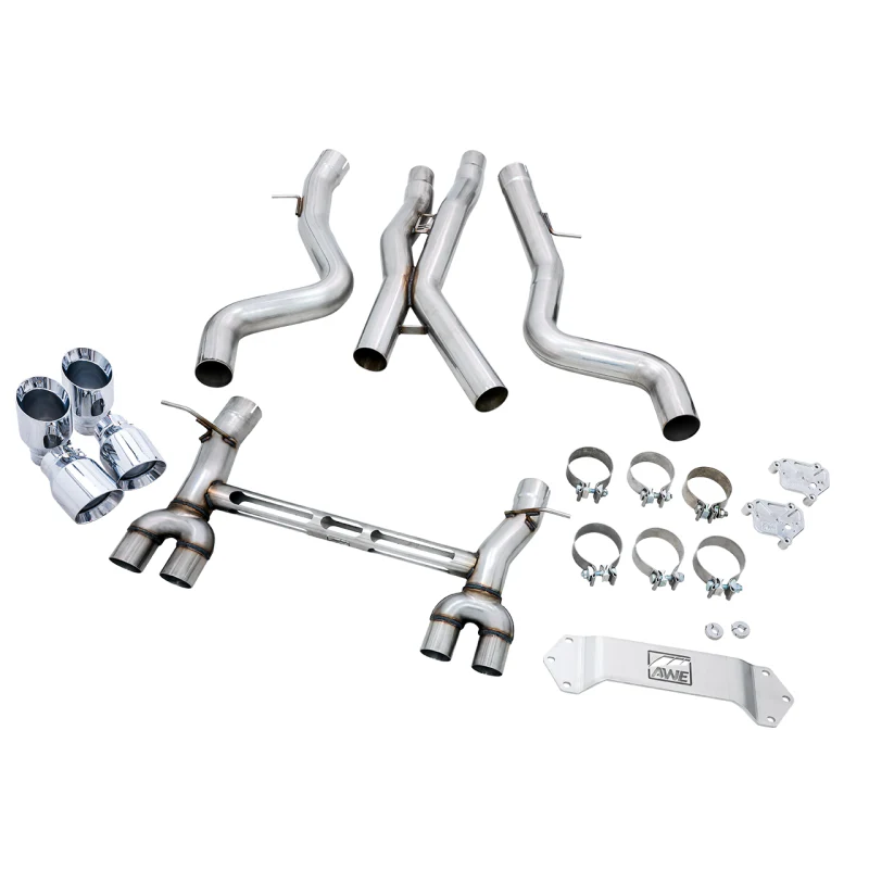 AWE Tuning Track Edition Catback Exhaust With Chrome Silver Tips - 2015-2020 BMW F8X M3/M4 - STREETUNED