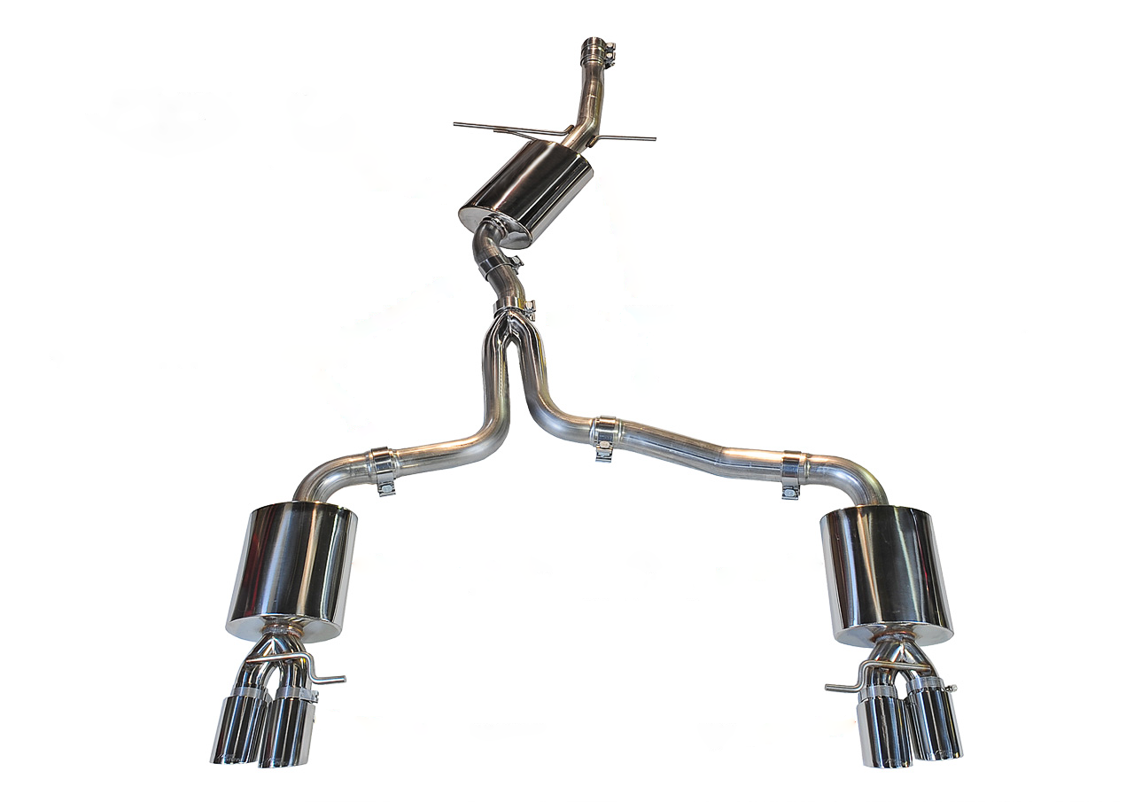 AWE Tuning Touring Edition Exhaust With Quad Tip Polished Silver Tips (Does not fit Cabriolet) - 2009-2016 Audi B8 A4 - STREETUNED