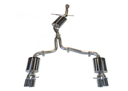 AWE Tuning Touring Edition Exhaust With Quad Tip Polished Silver Tips (Does not fit Cabriolet) - 2009-2016 Audi B8 A4 - STREETUNED