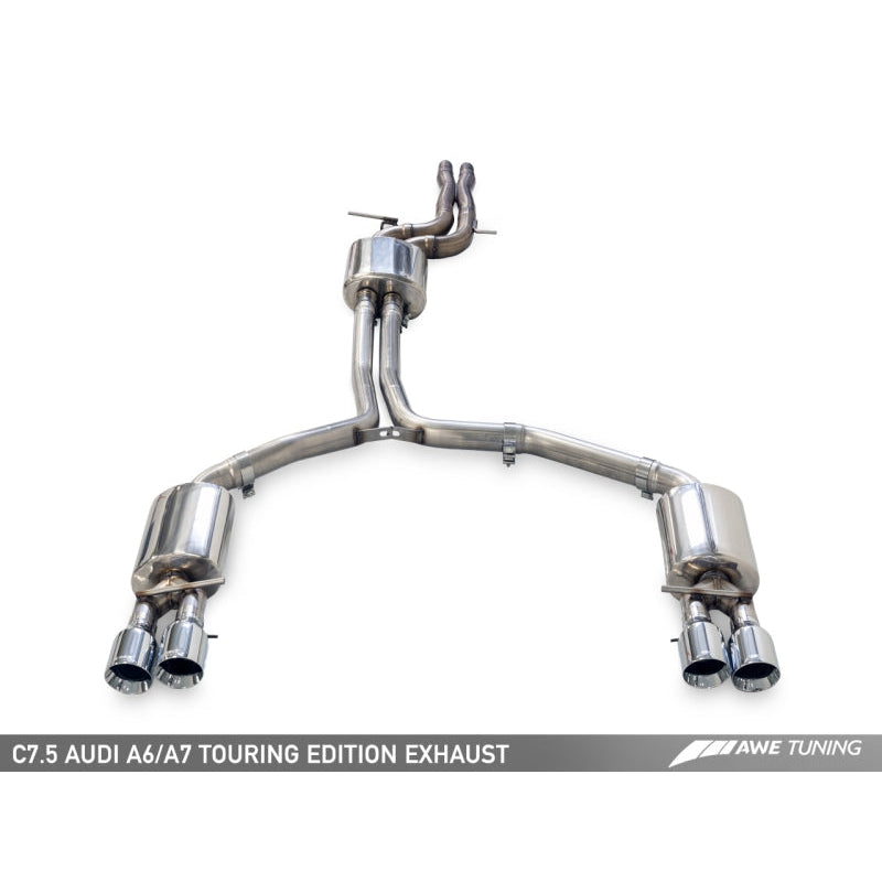 AWE Tuning Audi C7.5 A7 3.0T Touring Edition Exhaust - Quad Outlet Chrome Silver Tips - STREETUNED