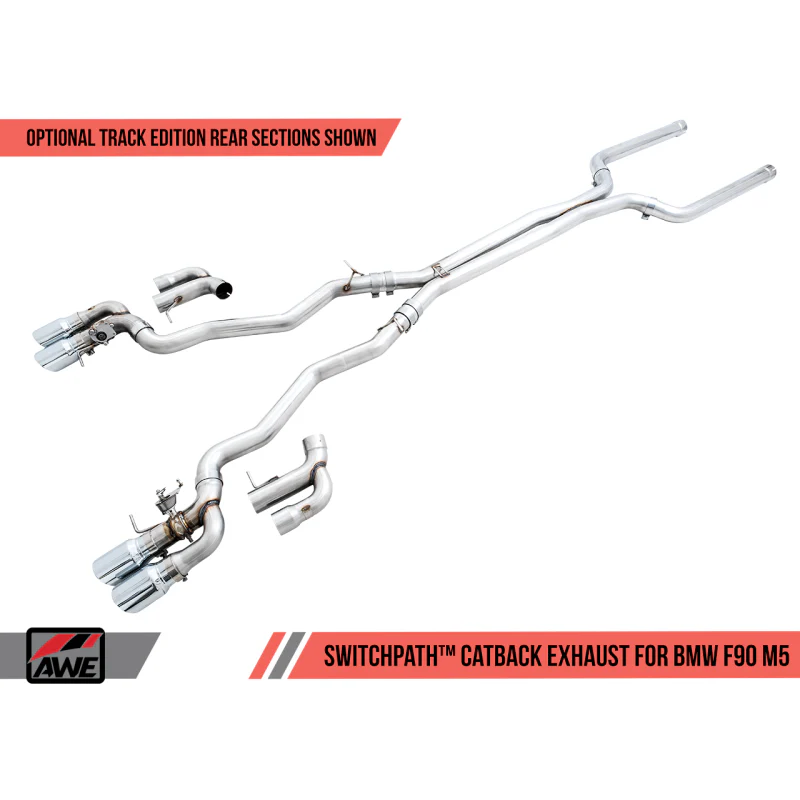 AWE Tuning SwitchPath Cat-back Exhaust with Chrome Silver Tips - 18-19 BMW M5 - STREETUNED
