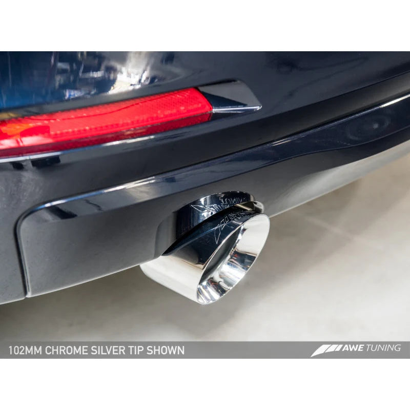 AWE Tuning Touring Exhaust w/ Performance Midpipe with Chrome Silver Tip (102mm) - 2013-2018 BMW F30 320i - STREETUNED