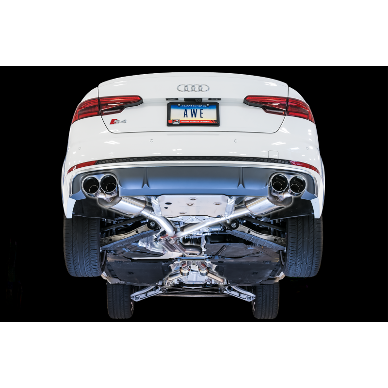 AWE Tuning Audi B9 S4 Touring Edition Exhaust - Non-Resonated (Silver 102mm Tips) - STREETUNED