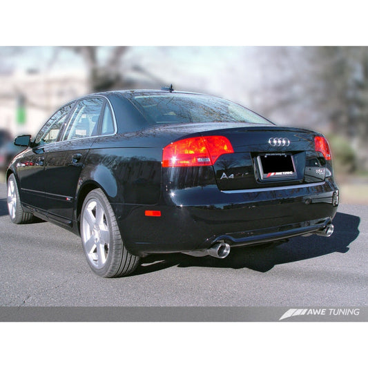 AWE Tuning Audi B7 A4 3.2L Track Edition Dual Tip Exhaust - Diamond Black Tips - STREETUNED