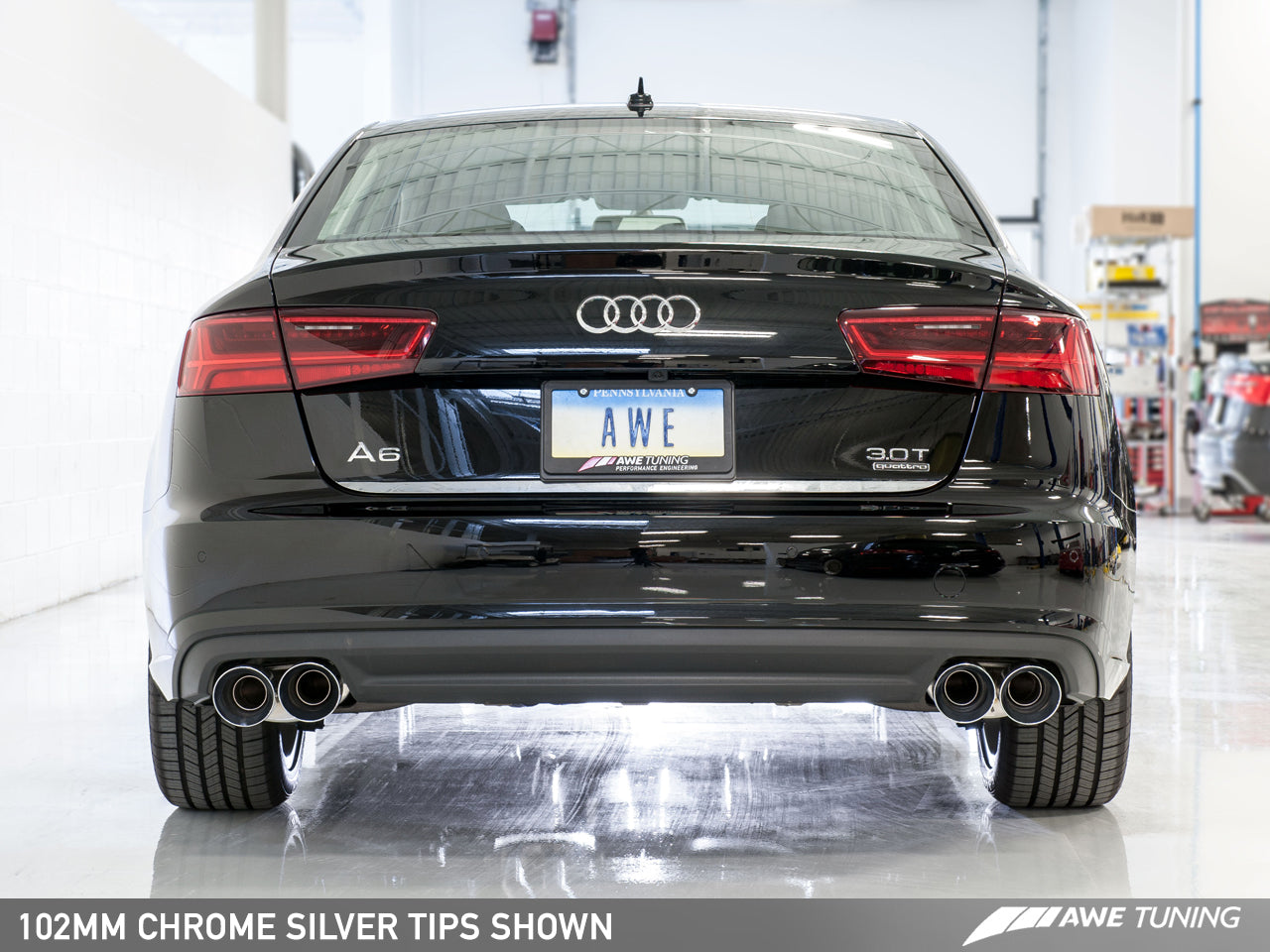 AWE Tuning Touring Edition Exhaust With Quad Outlet Chrome Silver Tips - 2016-2018 Audi C7.5 A7 3.0T - STREETUNED