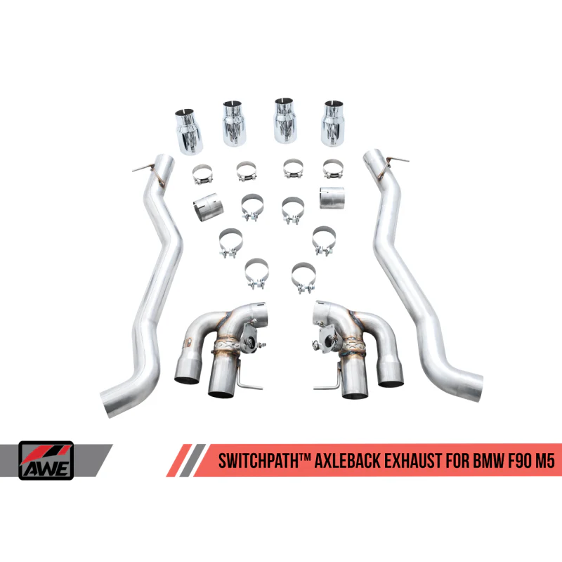 AWE Tuning SwitchPath Axle-back Exhaust with Chrome Silver Tips - 18-19 BMW M5 - STREETUNED
