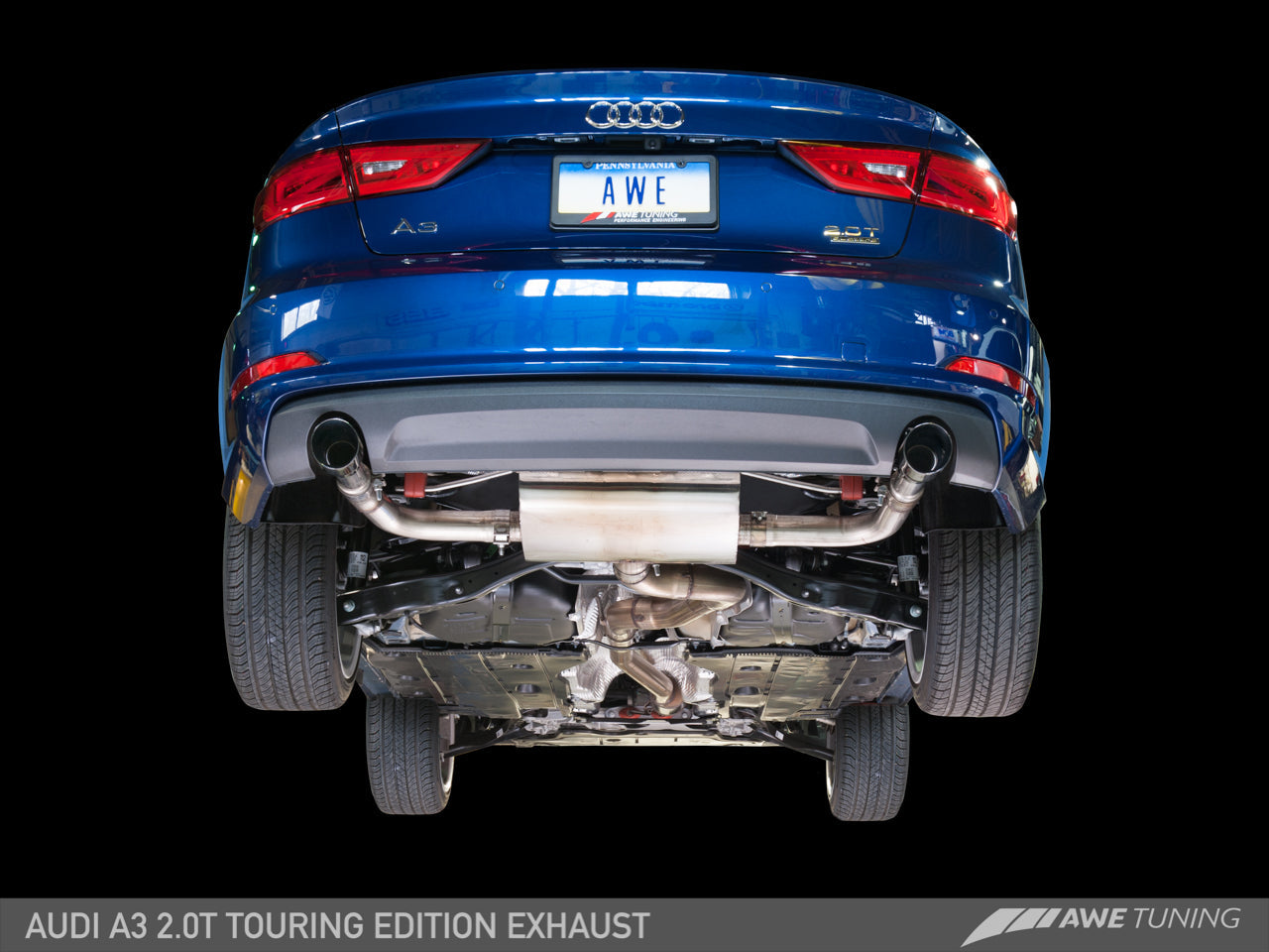 AWE Tuning Touring Edition Exhaust With Dual Outlet Chrome Silver Tips (90mm) - 2015-2020 Audi 8V A3 - STREETUNED