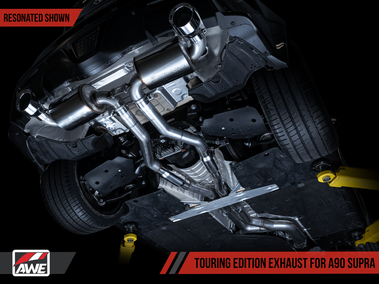 AWE Tuning Resonated Touring Edition Exhaust with 5" Chrome Silver Tips - 2020-2024 Toyota GR Supra - STREETUNED