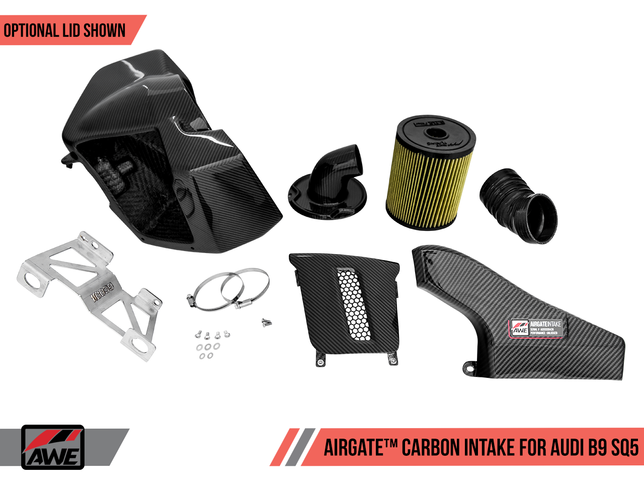 AWE Tuning AirGate Carbon Fiber Intake w/ Lid - 2018-2023 Audi B9 SQ5 3.0T - STREETUNED