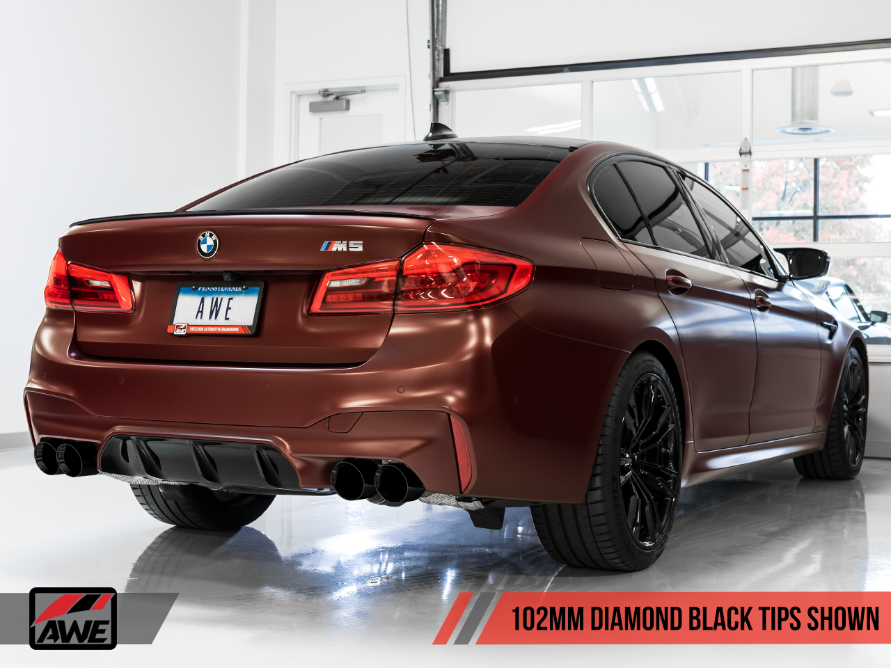 AWE Tuning Track Edition Axle-Back Exhaust With Black Diamond Tips - 2018-2023 BMW F90 M5 - STREETUNED