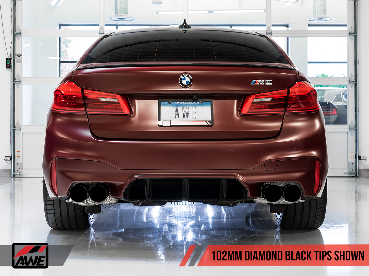AWE Tuning Track Edition Axle-Back Exhaust With Black Diamond Tips - 2018-2023 BMW F90 M5 - STREETUNED
