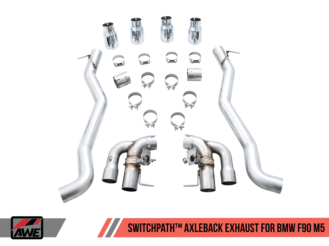 AWE Tuning Switchpath Axleback Exhaust With Diamond Black Tips - 2018-2023 F90 BMW M5 - STREETUNED