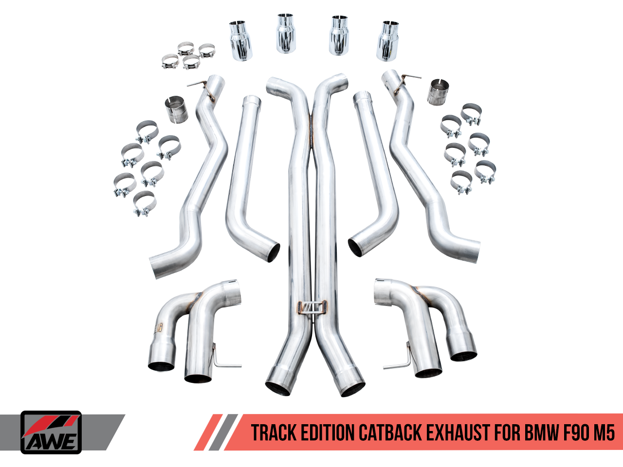 AWE Tuning Track Edition Catback Exhaust With Chrome Silver Tips - 2018-2023 F90 BMW M5 - STREETUNED