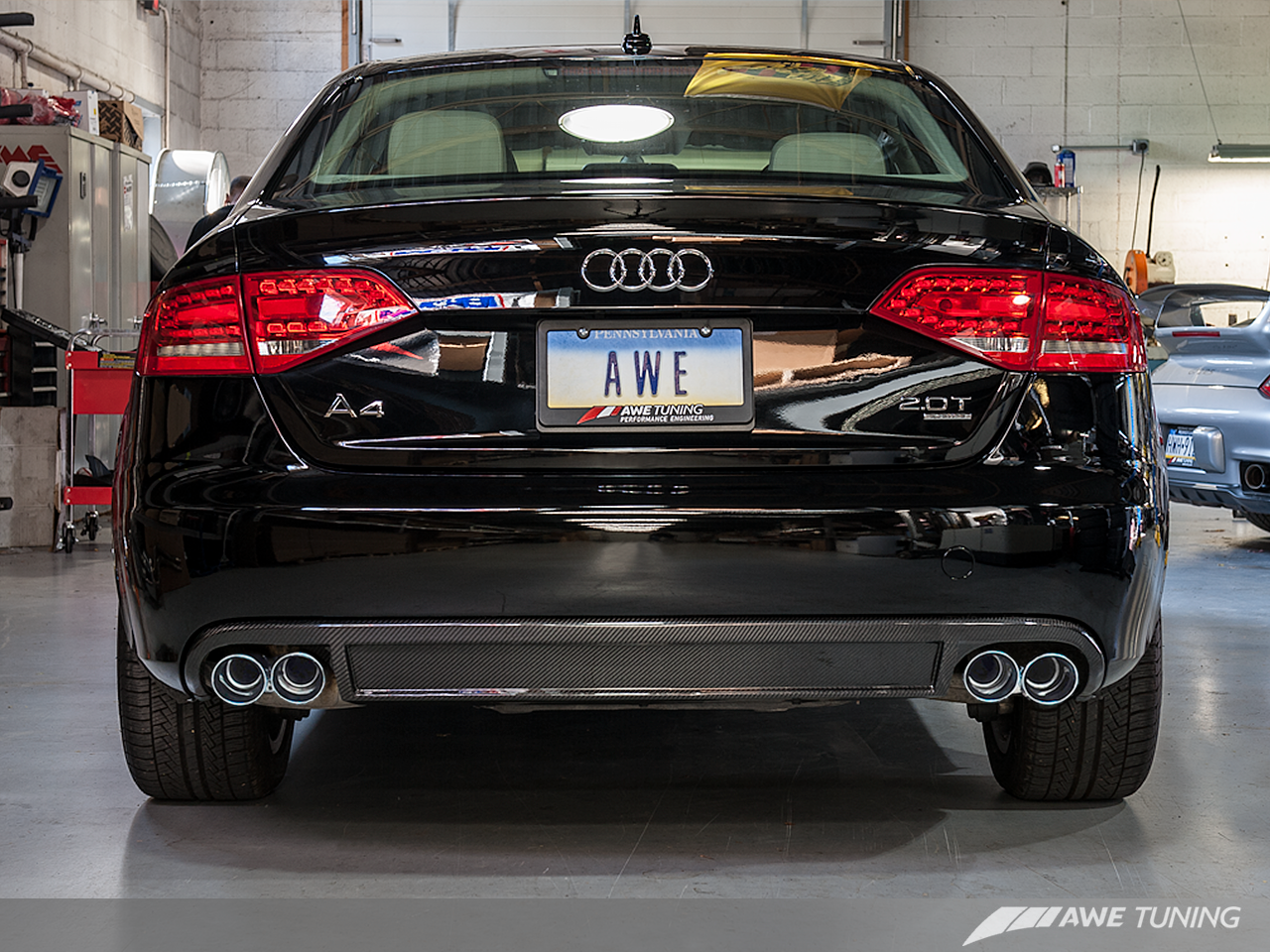 AWE Tuning Touring Edition Exhaust With Quad Tip Polished Silver Tips (Does not fit Cabriolet) - 2009-2016 Audi B8 A4 - STREETUNED