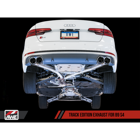 AWE Tuning Audi B9 S4 Track Edition Exhaust - Non-Resonated (Silver 102mm Tips) - STREETUNED