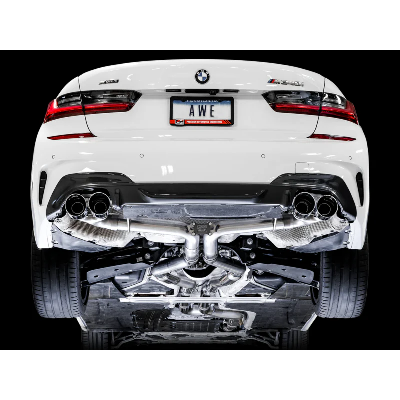 AWE Tuning Track Edition Exhaust With Quad Chrome Silver Tips - 2019-2024 BMW M340i/M440i (G20) - STREETUNED