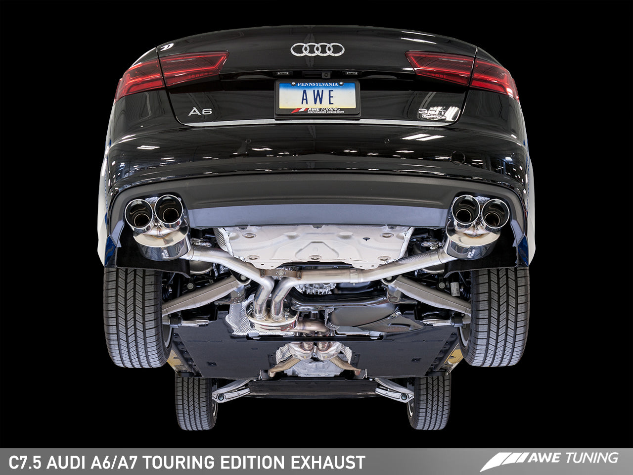 AWE Tuning Touring Edition Exhaust With Quad Outlet Chrome Silver Tips - 2016-2018 Audi C7.5 A7 3.0T - STREETUNED