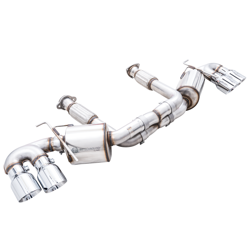 AWE Tuning Touring Edition Exhaust with Quad Chrome Silver Tips - 2020-2024 Chevrolet Corvette (C8) - STREETUNED