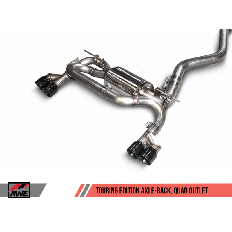 AWE Tuning BMW F3X N20/N26 328i/428i Touring Edition Exhaust Quad Outlet - 80mm Diamond Black Tips - STREETUNED