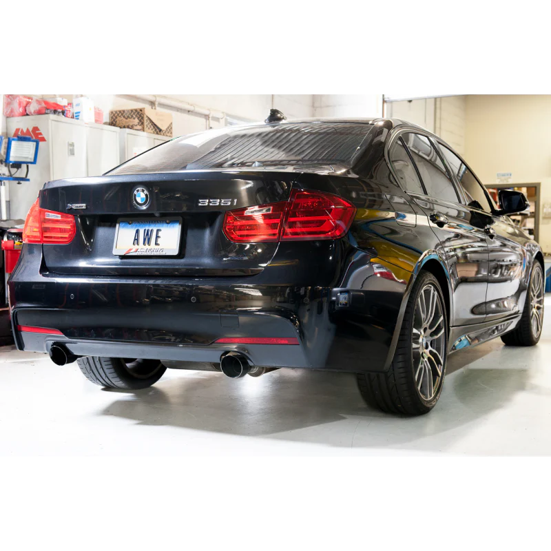 AWE Tuning BMW F3X 335i/435i Touring Edition Axle-Back Exhaust - Diamond Black Tips (102mm) - STREETUNED