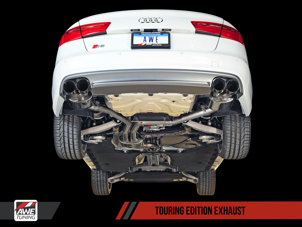 AWE Tuning Touring Edition Exhaust With Diamond Black Tips - 2013-2018 Audi C7 / C7.5 S6 4.0T - STREETUNED