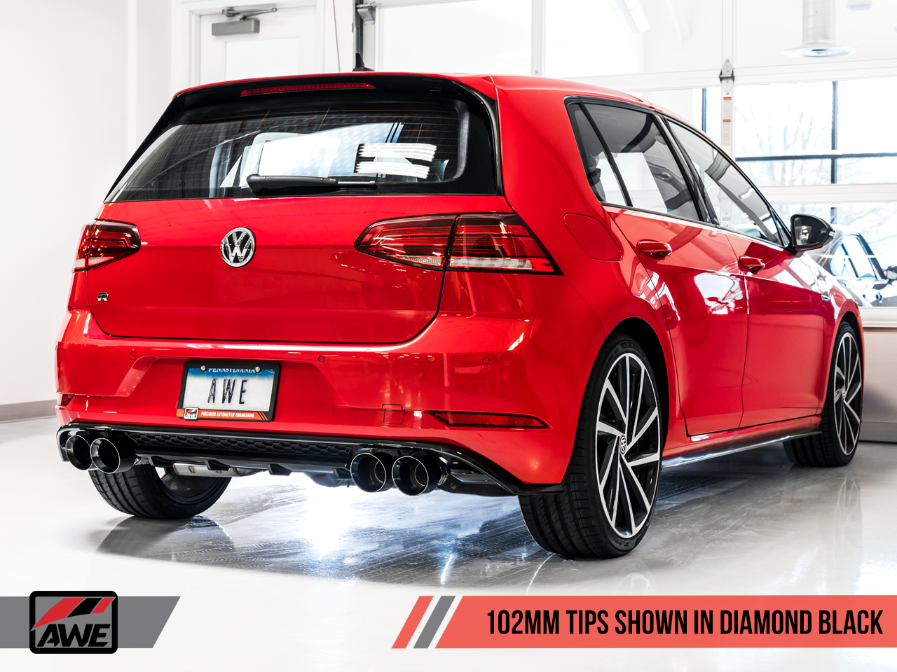 AWE Tuning Track Edition Exhaust w/Diamond Black Tips 102mm - 2015-2019 Volkswagen MK7.5 Golf R - STREETUNED