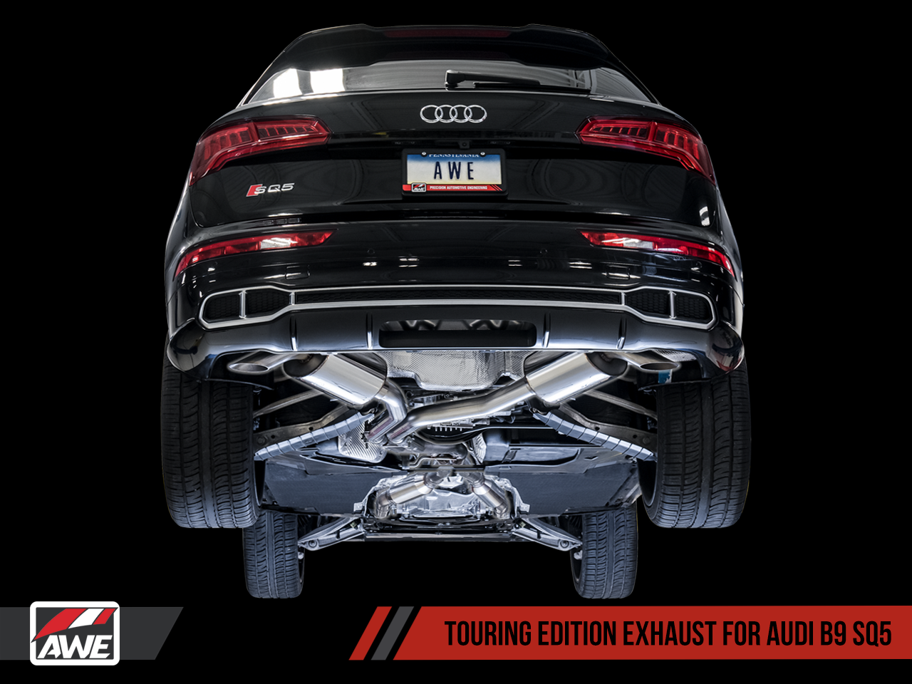 AWE Tuning Resonated Touring Edition Cat-Back Exhaust - No Tips (Turn Downs) - 2018-2023 Audi B9 SQ5 - STREETUNED