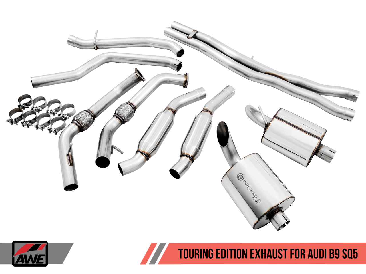 AWE Tuning Resonated Touring Edition Cat-Back Exhaust - No Tips (Turn Downs) - 2018-2023 Audi B9 SQ5 - STREETUNED