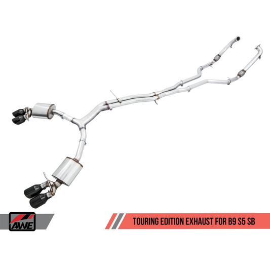 AWE Tuning Audi B9 S5 Sportback Touring Edition Exhaust - Non-Resonated (Black 90mm Tips) - STREETUNED