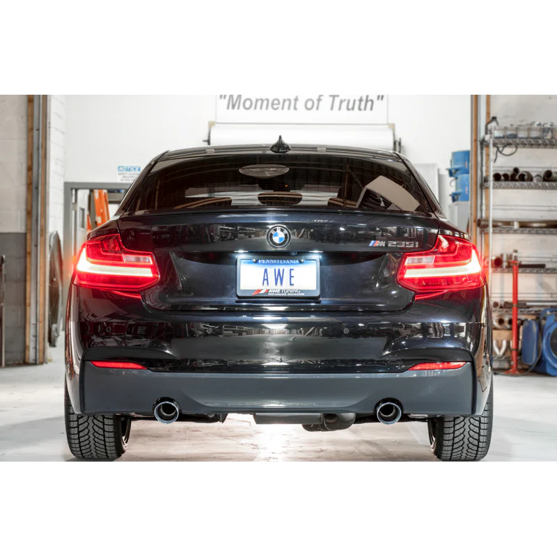 AWE Tuning BMW F22 M235i / M240i Touring Edition Axle-Back Exhaust - Chrome Silver Tips (90mm) - STREETUNED