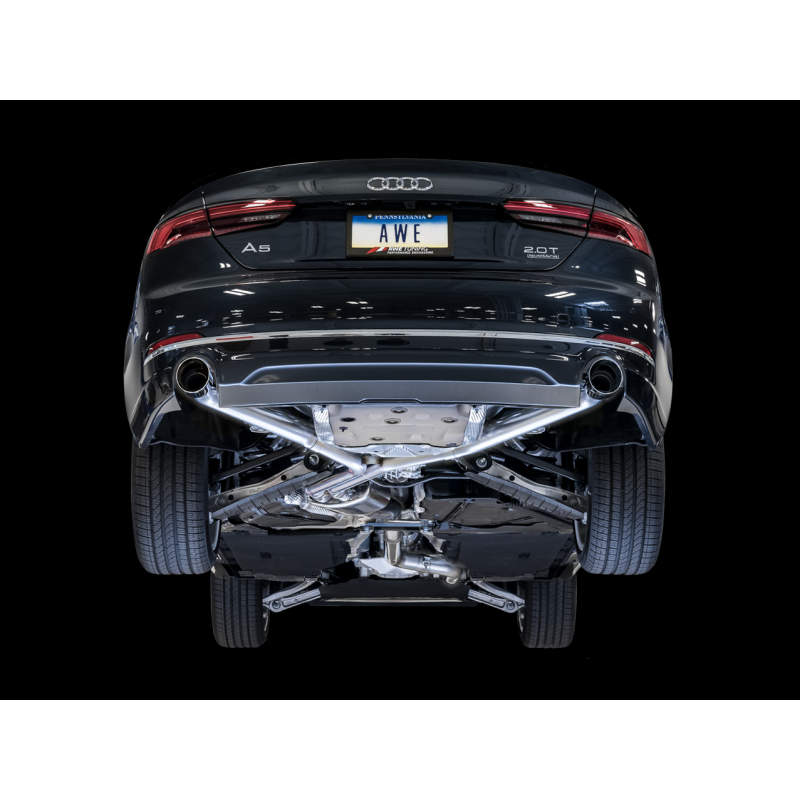 AWE Tuning Audi B9 A5 Track Edition Exhaust Dual Outlet - Chrome Silver Tips (Includes DP) - STREETUNED