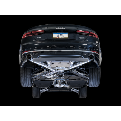 AWE Tuning Audi B9 A5 Track Edition Exhaust Dual Outlet - Chrome Silver Tips (Includes DP) - STREETUNED