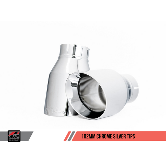 AWE Tuning Center Muffler Delete with Chrome Silver Tips - 2010-2019 Porsche 991 GT3/GT3RS - STREETUNED