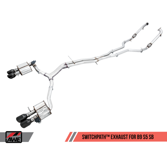 AWE Tuning Audi B9 S5 Sportback SwitchPath Exhaust - Non-Resonated (Black 102mm Tips) - STREETUNED