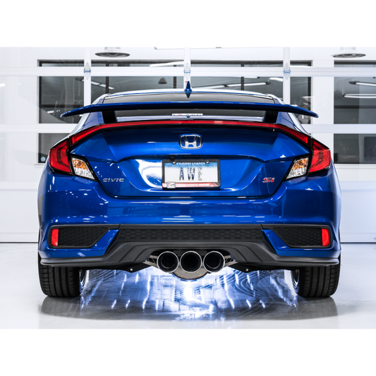 AWE Tuning Touring Edition Exhaust w/Front Pipe & Triple Chrome Silver Tips - 2016+ Honda Civic Si - STREETUNED