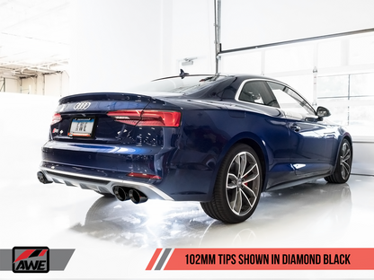 AWE Tuning Track Edition Exhaust With Diamond Black Tips (90mm) - 2018-2023 Audi B9 S5 Coupe 3.0T - STREETUNED