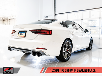 AWE Tuning Track Edition Exhaust (Non-Resonated) With Diamond Black Tips (102mm) - 2018-2023 Audi B9 S5 Sportback - STREETUNED