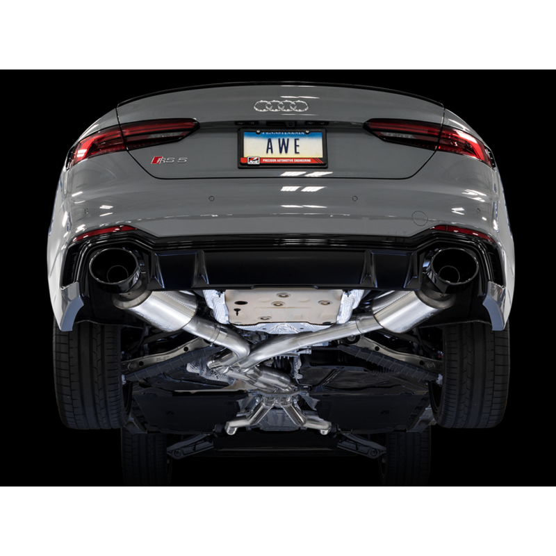 AWE Tuning Audi B9 RS 5 Sportback Touring Edition Exhaust-Resonated- Diamond Black RS Style Tips - STREETUNED