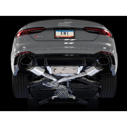 AWE Tuning Audi B9 RS 5 Sportback Touring Edition Exhaust-Resonated- Diamond Black RS Style Tips - STREETUNED