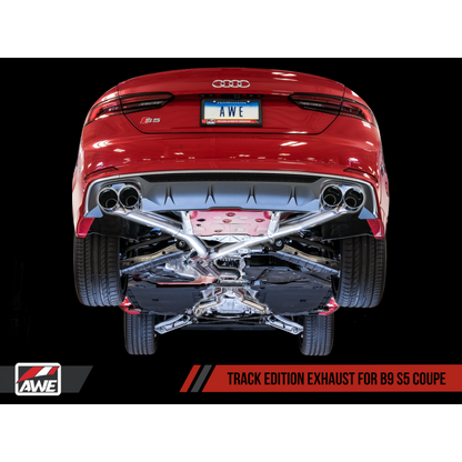 AWE Tuning Audi B9 S5 Coupe 3.0T Track Edition Exhaust - Chrome Silver Tips (90mm) - STREETUNED