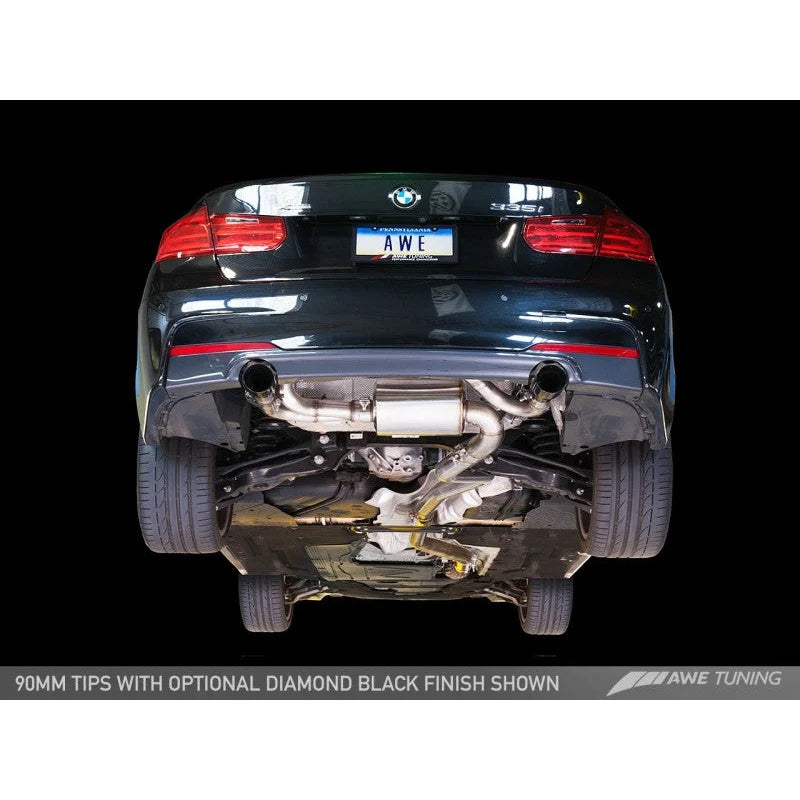 AWE Tuning BMW F3X 335i/435i Touring Edition Axle-Back Exhaust - Chrome Silver Tips (90mm) - STREETUNED