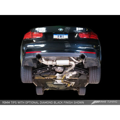 AWE Tuning BMW F3X 335i/435i Touring Edition Axle-Back Exhaust - Chrome Silver Tips (90mm) - STREETUNED