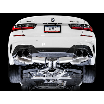 AWE Tuning Resonated Touring Edition Exhaust With Quad Diamond Black Tips - 2019-2024 BMW M340i/M440i (G20) - STREETUNED