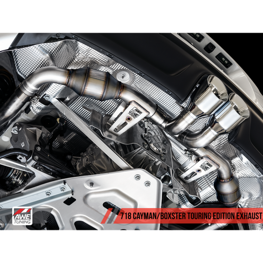 AWE Tuning Porsche 718 Boxster / Cayman Touring Edition Exhaust - Chrome Silver Tips - T1 Motorsports