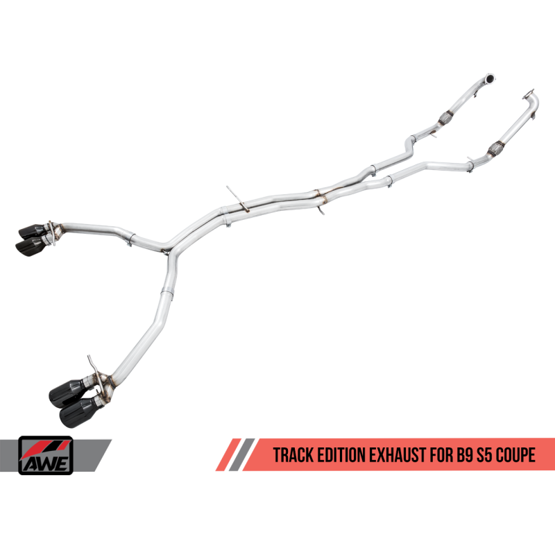 AWE Tuning Audi B9 S5 Coupe 3.0T Track Edition Exhaust - Diamond Black Tips (102mm) - STREETUNED
