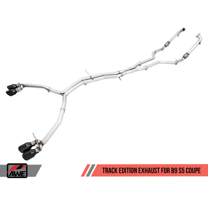 AWE Tuning Audi B9 S5 Coupe 3.0T Track Edition Exhaust - Diamond Black Tips (102mm) - STREETUNED