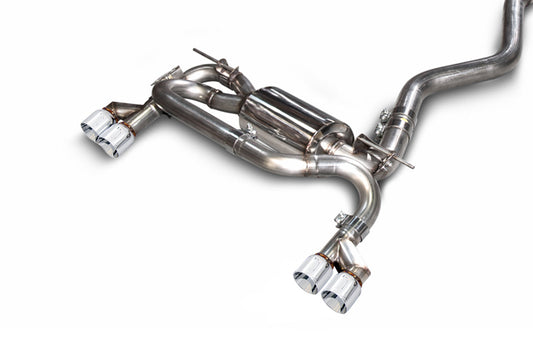 AWE Tuning Touring Edition Exhaust Quad Outlet With 80mm Chrome Silver Tips - 2012-2016 BMW F3X N20/N26 328i/428i - STREETUNED