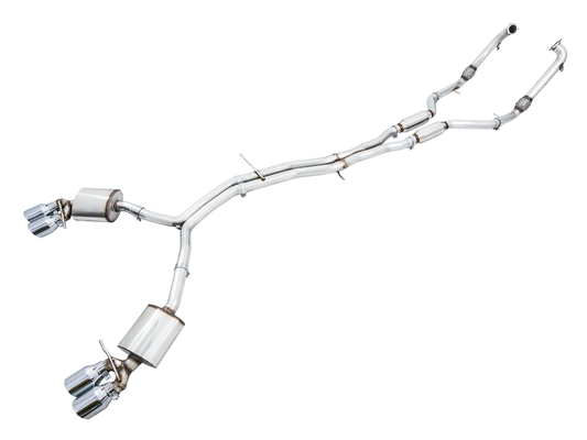 AWE Tuning Touring Edition Exhaust (Non-Resonated) With Chrome Silver Tips (102mm) - 2019-2023 Audi B9 S4 - STREETUNED